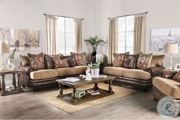Fletcher Brown and Tan Living Room Set HomeGalleryStores