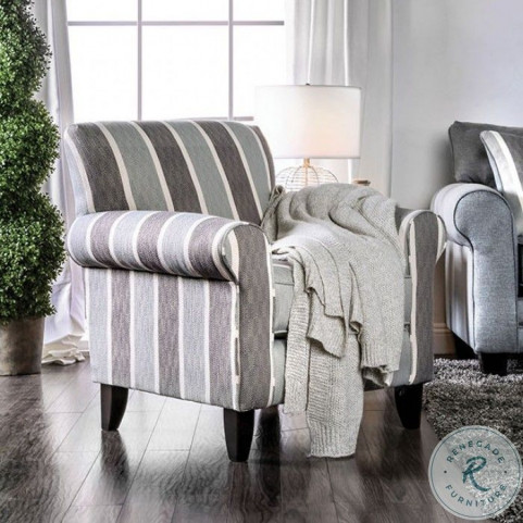 Misty Blue Stripe Accent Chair HomeGalleryStores SM8141 CH ST