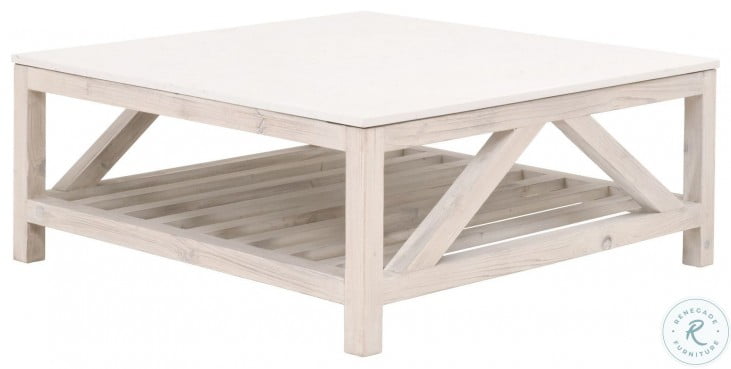 Antique white square sales coffee table