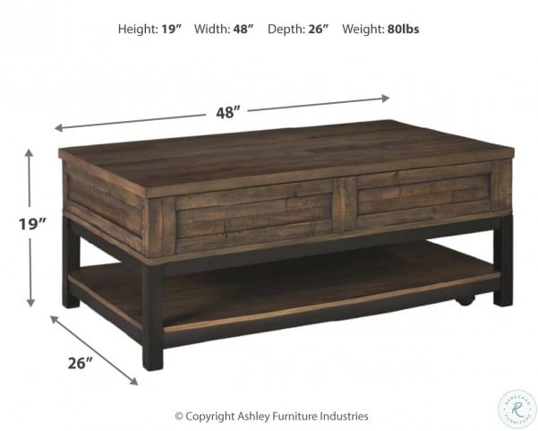 Johurst Grayish Brown Coffee Table Lift Top | HomeGalleryStores.com ...