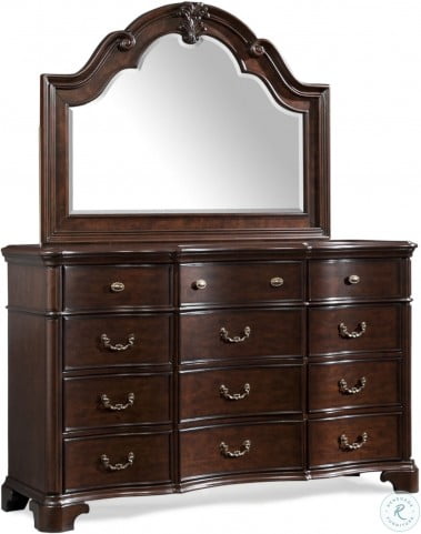 Dark cherry dresser with mirror deals