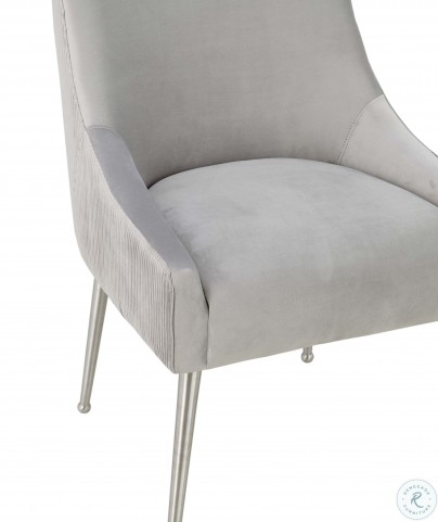 Beatrix Pleated Light Grey Velvet And Silver Leg Side Chair From Tov Homegallerystore Com D6398