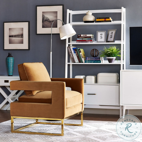 Avery cognac velvet outlet chair