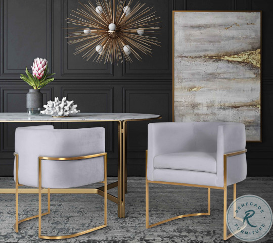 Giselle Grey Velvet Dining Chair with Gold Base | HomeGalleryStores.com |  D6301