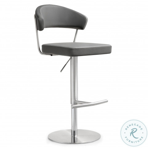 Cosmo Grey Stainless Steel Adjustable Bar Stool