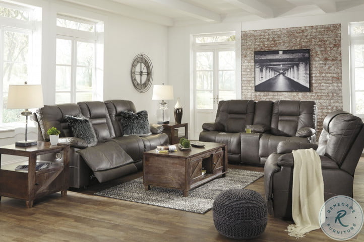 Power reclining living room set with adjustable headrest shop
