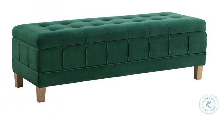 Jude Evergreen Velvet Tufted Storage Ottoman HomeGalleryStores