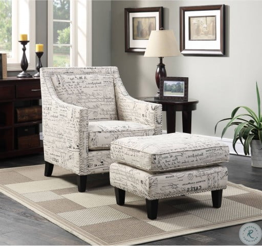 Emery French Script Chair With Ottoman HomeGalleryStores