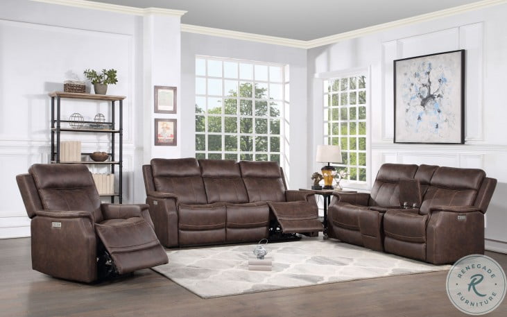 Crestline brown dual 2024 power reclining sofa