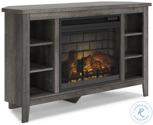 Arlenbry Gray Corner TV Stand with Infrared Electric Fireplace From Ashley  Furniture | Coleman Furniture