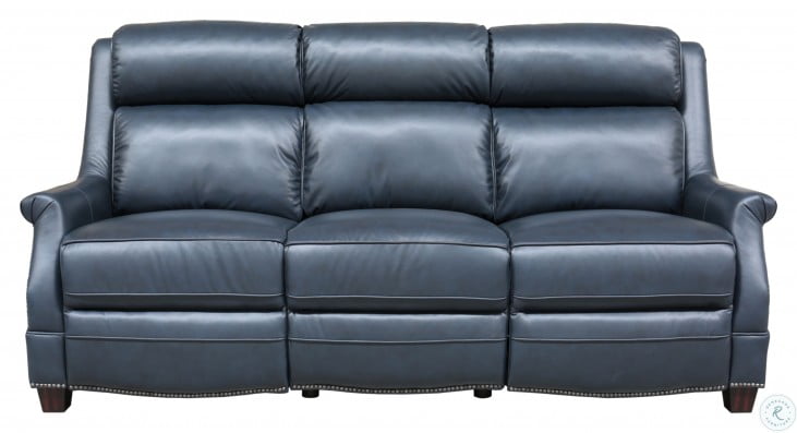 Warrendale Shoreham Blue Leather Power Reclining Sofa with Power Headrest |  HomeGalleryStores.com | 39PH3324570047