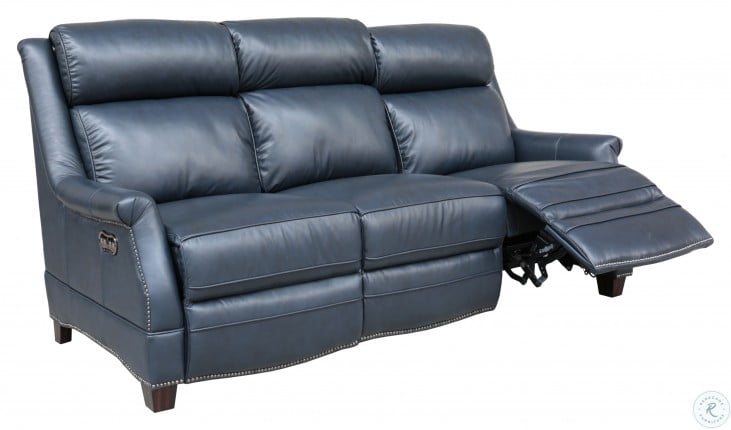 Warrendale Shoreham Blue Leather Power Reclining Sofa with Power Headrest |  HomeGalleryStores.com | 39PH3324570047