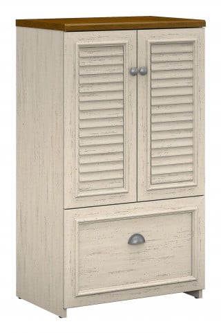 Fairview Antique White And Tea Maple Storage Cabinet