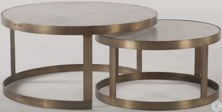 Leonardo White and Antique Gold Nesting Coffee Tables Set of 2