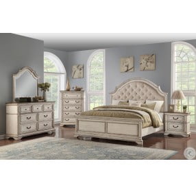 Anastasia Two Toned King Upholstered Panel Bed