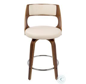Cecina Walnut And Cream Faux Leather Swivel 24'' Counter Height Stool Set Of 2