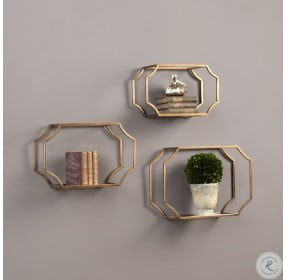 Lindee Gold Wall Shelves Set of 3