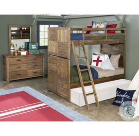 Summer Camp Tree House Brown Twin over Twin Bunk Bed