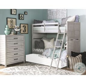 Summer Camp Stone Path White Twin over Twin Bunk Bed