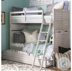 Summer Camp Stone Path White Youth Bunk Bedroom Set with Trundle