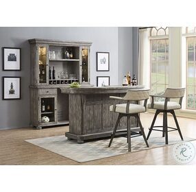 PGA Distressed Gray Deluxe Back Bar With Hutch