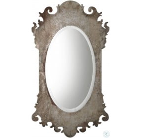 Vitravo Burnished Oxidized Silver Oval Mirror