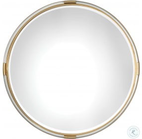 Mackai Metallic Gold Leaf Round Mirror