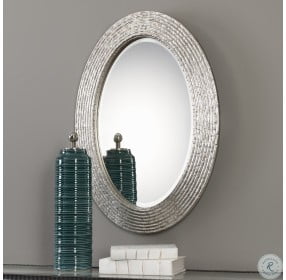 Conder Burnished Silver Wrapped Oval Mirror