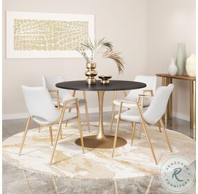 Desi White and Gold Dining Chair Set of 2