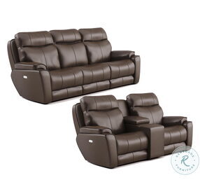 Show Stopper Fossil Reclining Sofa with Power Headrest and SoCozi Massage