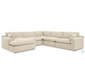 Elyza Linen 5 Piece Sectional with LAF Chaise