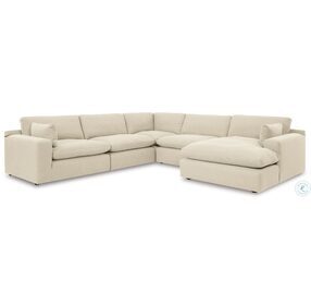 Elyza Linen 5 Piece Sectional with RAF Chaise