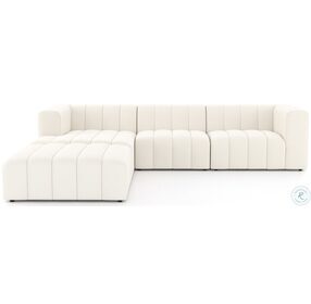 Langham Fayette Cloud Channeled 3 Piece LAF Chaise Sectional with Ottoman
