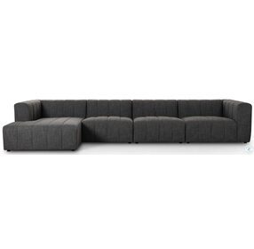 Langham Saxon Charcoal Channeled 4 Piece LAF Chaise Sectional
