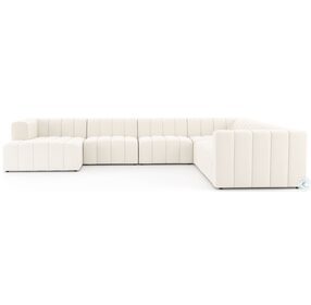 Langham Fayette Cloud Channeled 6 Piece LAF Chaise Sectional