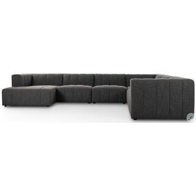 Langham Saxon Charcoal Channeled 6 Piece LAF Chaise Sectional