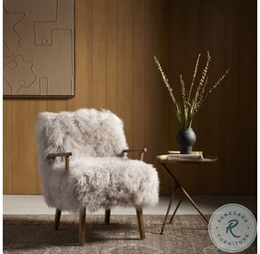 Ashland Taupe Mongolian Fur Arm Chair