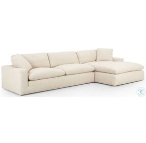Plume Thames Cream 2 Piece RAF Chaise Sectional