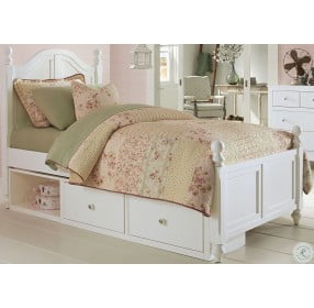 Lake House White Payton Youth Poster Bedroom Set With Two Storage Units