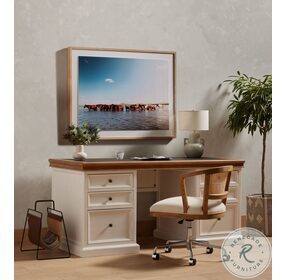 Alexa White And Light Honey Nettlewood Swivel Desk Chair