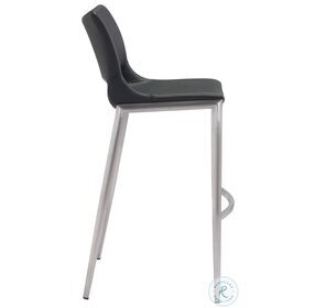 Ace Black And Brushed Stainless Steel Bar Stool Set Of 2