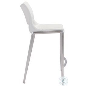 Ace White And Brushed Stainless Steel Counter Chair Set Of 2
