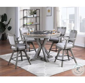 Spectator Distressed Pine And Burnished Gray Tulip Swivel Counter Height Stool Set Of 2