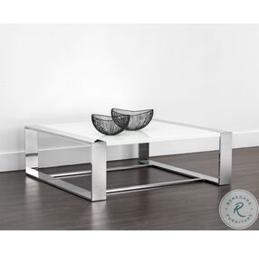 Dalton High Gloss White And Stainless Steel Coffee Table