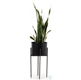 Jed Weathered Brass And Iron Matte Black Outdoor Tall Planter