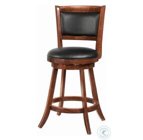 Broxton Chestnut And Black Upholstered Swivel Counter Height Stool Set of 2