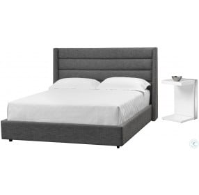 Emmit Quarry Fabric Queen Upholstered Platform Bed