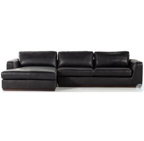 Colt Aged Sienna And Heirloom Black Leather 2 Piece LAF Sectional