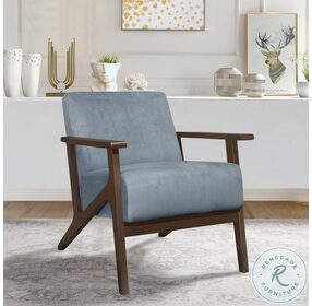 August Blue Gray Velvet Accent Chair