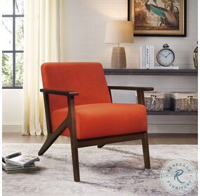 August Orange Velvet Accent Chair